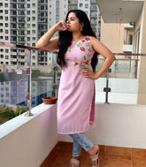 Pink embroidered kurti